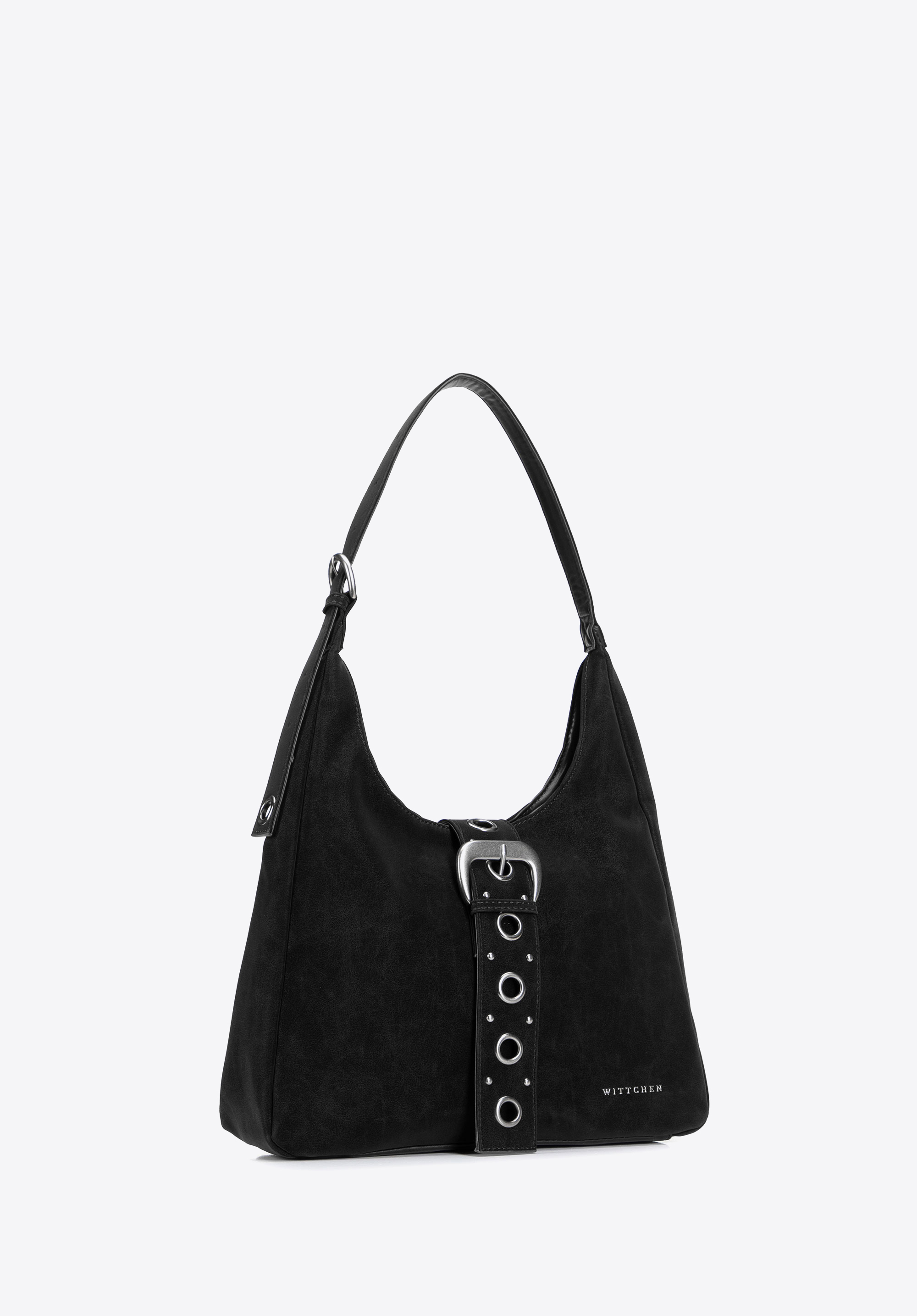 Hobo-Tasche mit Zierriemen, schwarz, 103-4Y-505-1, Bild 1