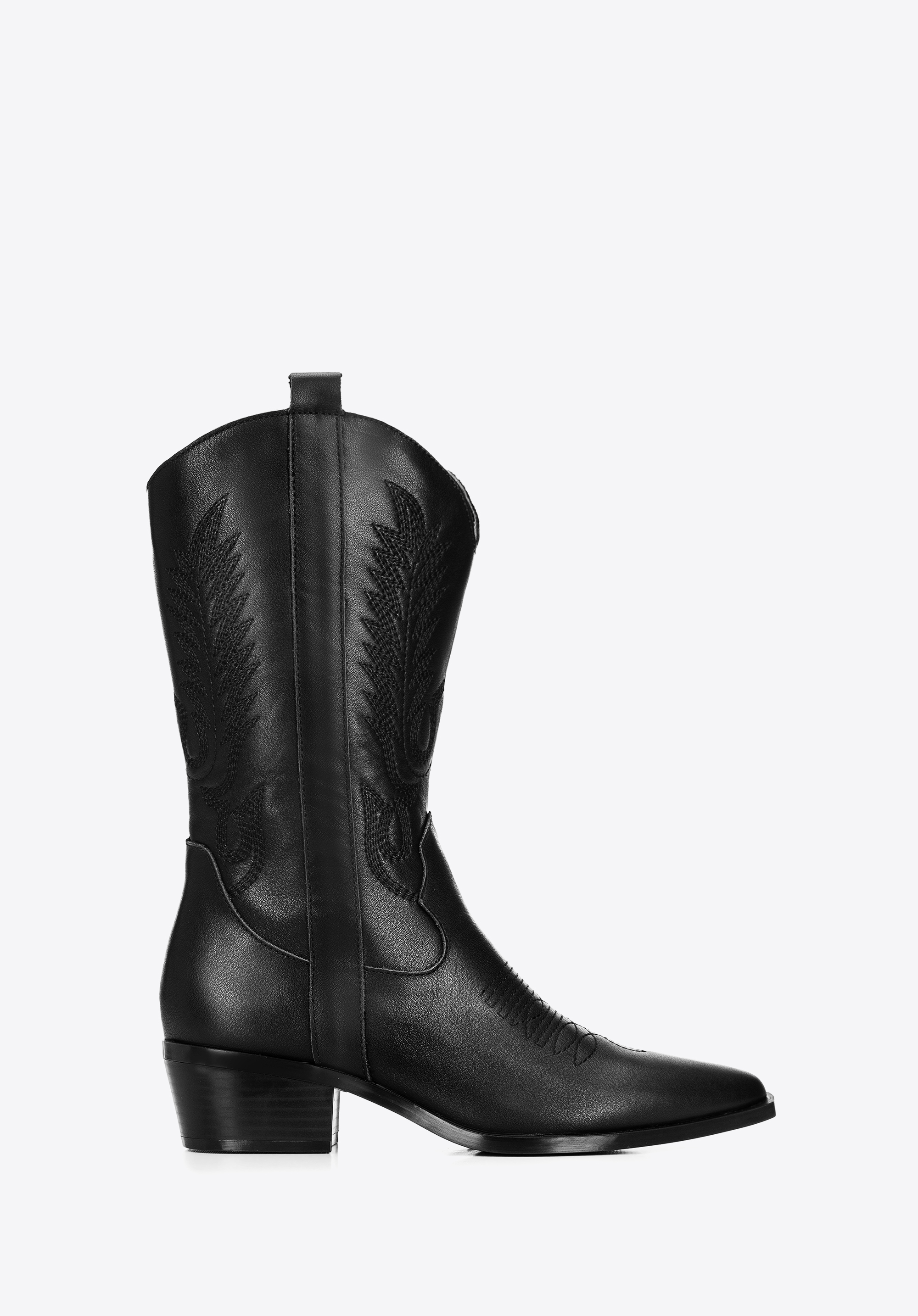 Cowboystiefel für Damen aus Leder mit Stickerei, schwarz, 97-D-853-1-36, Bild 1