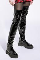 Hohe Damen-Stiefel aus Lackleder, schwarz, 95-D-803-1L-38, Bild 15