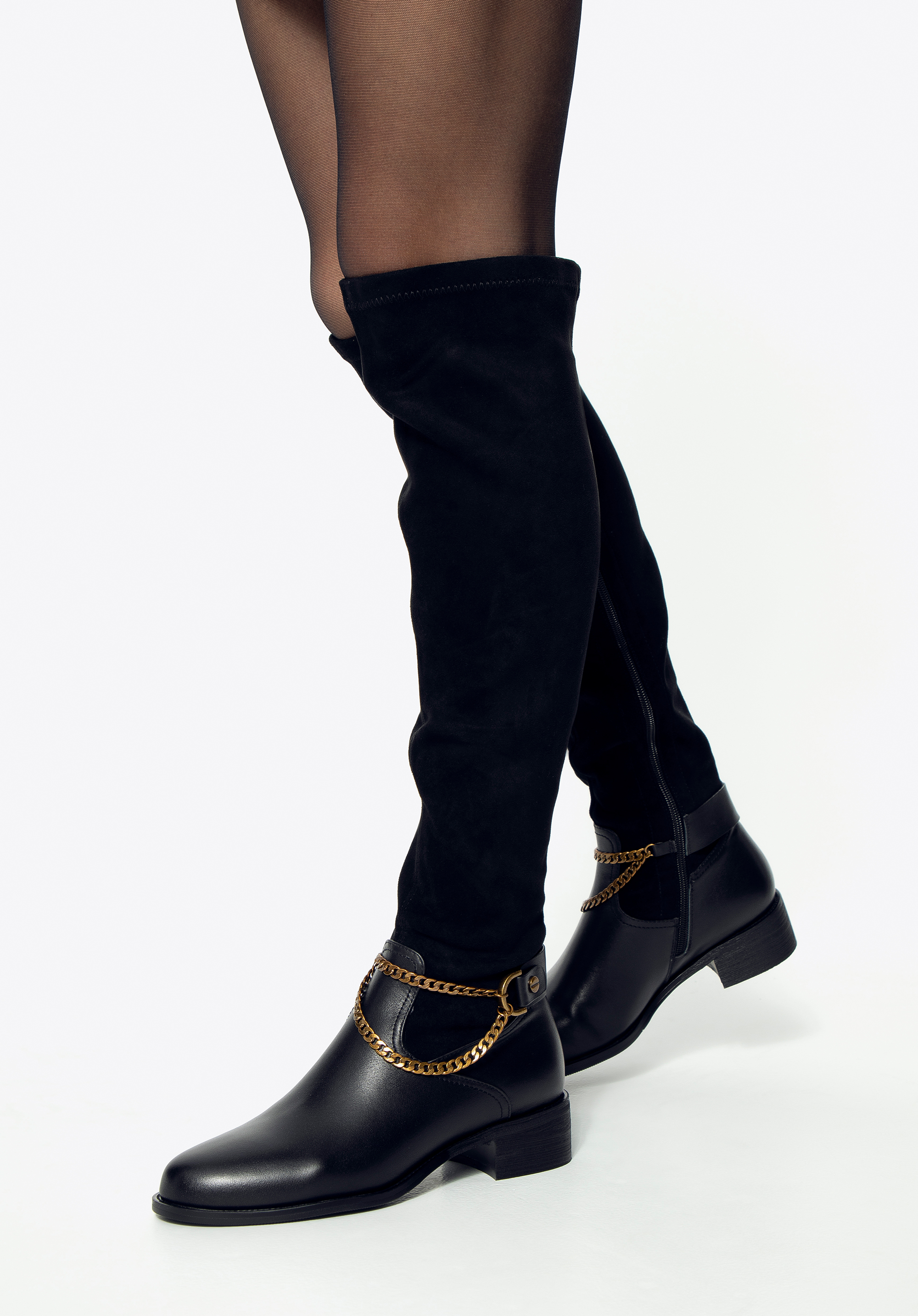 Hohe Stiefel aus Leder für Damen, schwarz, 99-D-503-1-36, Bild 1