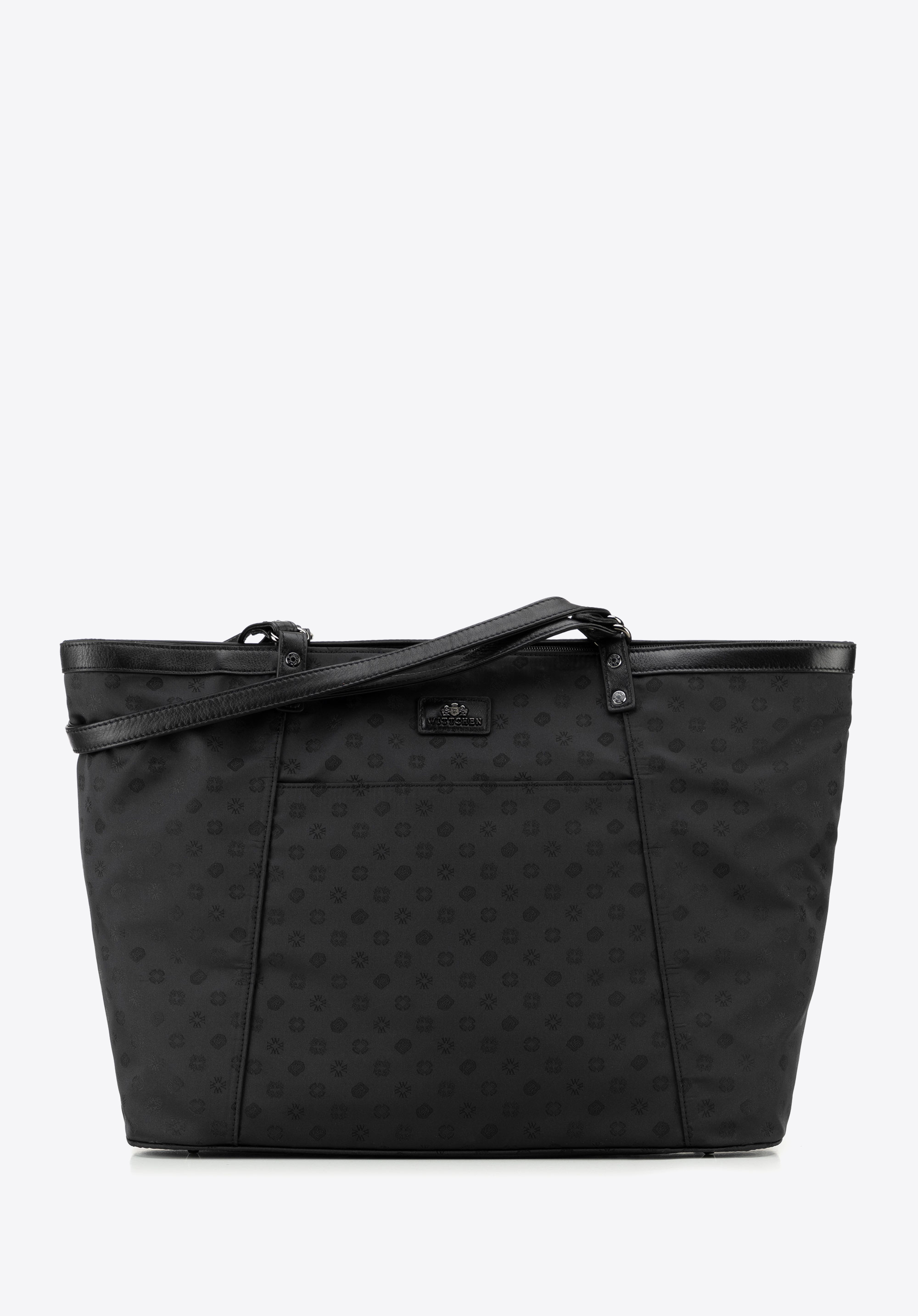 Jacquard-Shopper-Tasche mit Monogramm, schwarz, 98-4E-905-1, Bild 1
