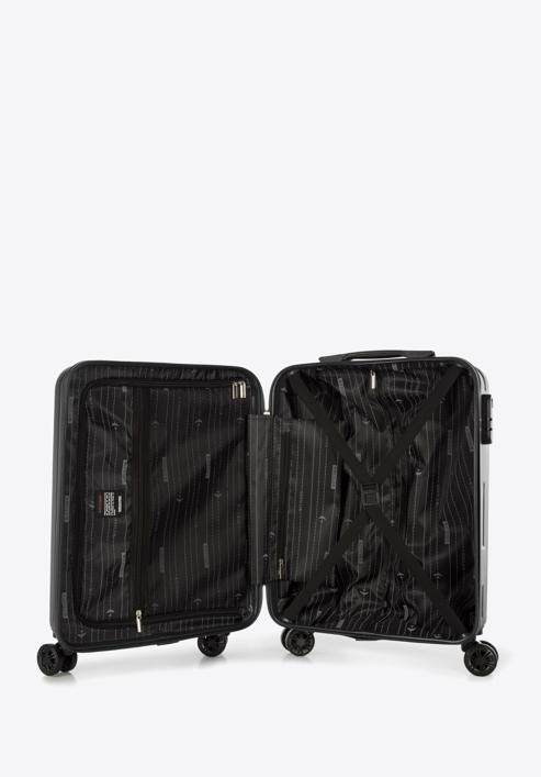 Kabinenkoffer aus ABS mit diagonalen Streifen, schwarz, 56-3A-741-80, Bild 5