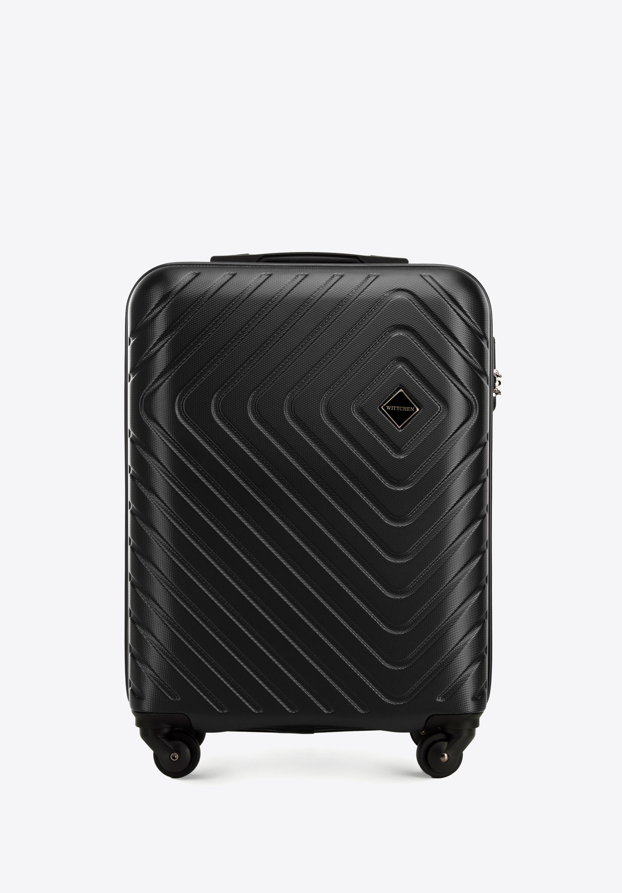 Kabinenkoffer aus ABS mit geometrischer Prägung, schwarz, 56-3A-751-10, Bild 1