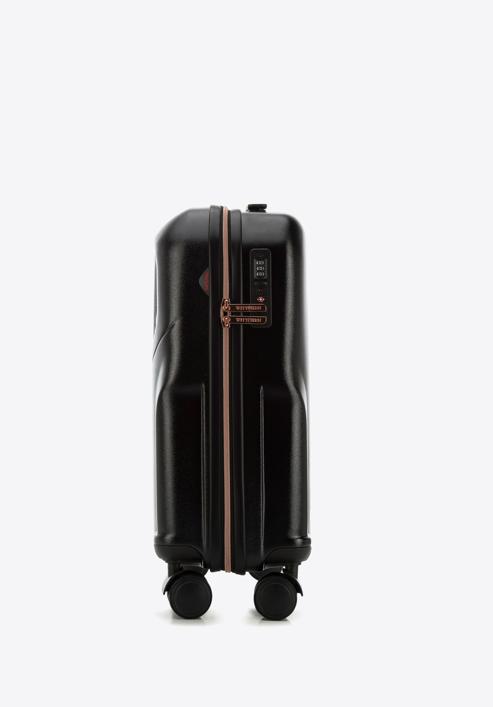 Kabinenkoffer aus Polycarbonat mit roségoldenem Reißverschluss, schwarz, 56-3P-131-10, Bild 2