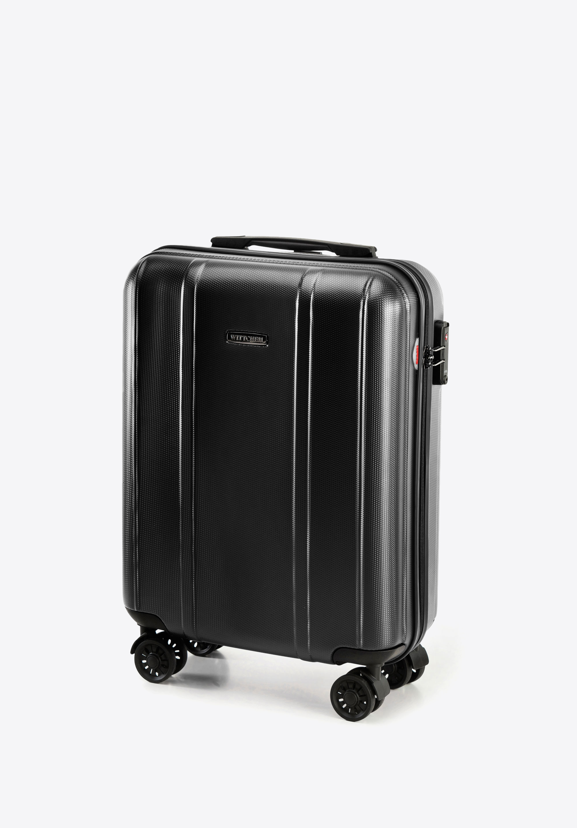 Kabinenkoffer aus Polycarbonat mit vertikaler Prägung, schwarz, 56-3P-711-1, Bild 1