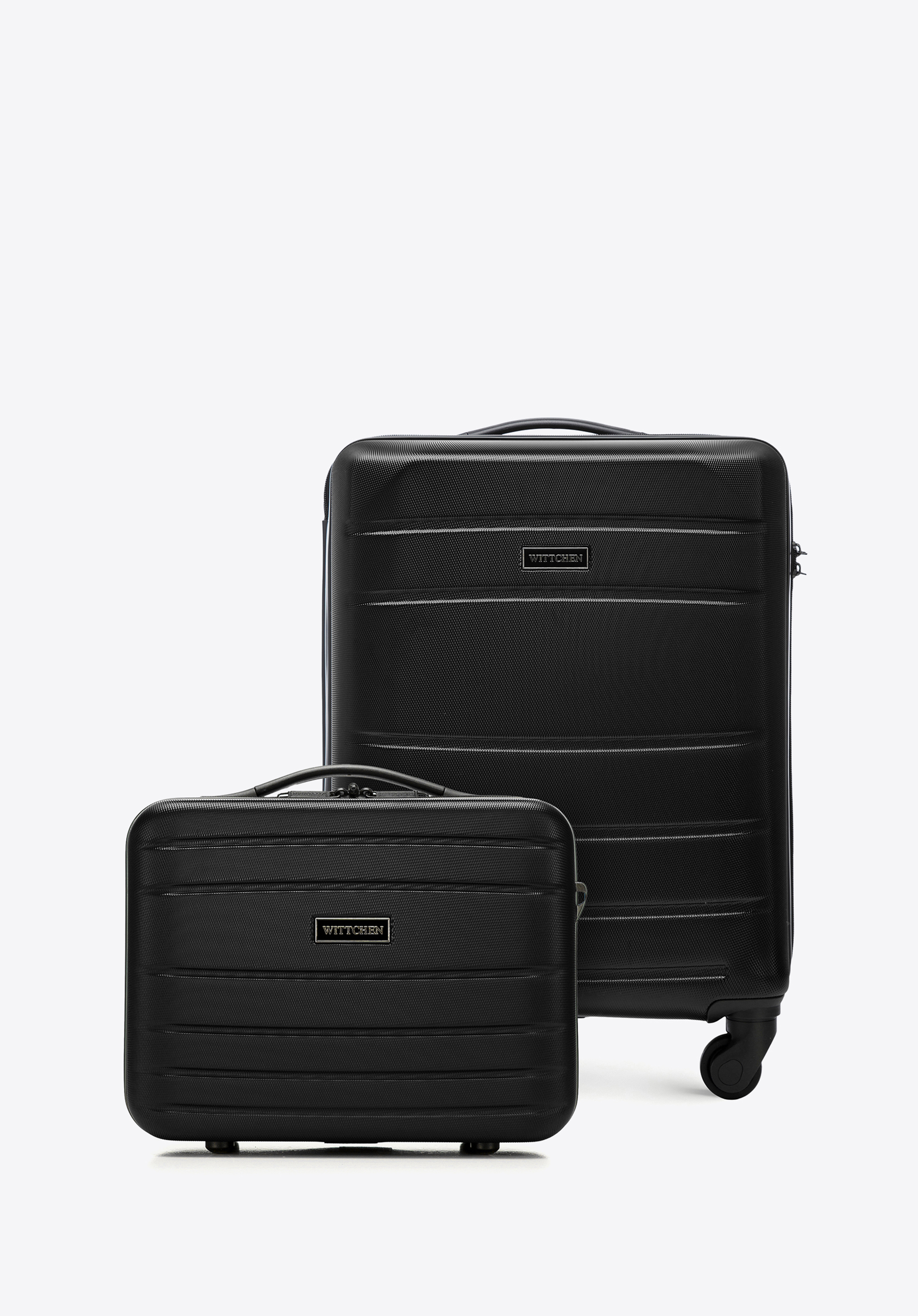 Kabinenkoffer und Kosmetikkoffer aus strukturiertem ABS, schwarz, 56-3A-651-10K, Bild 1