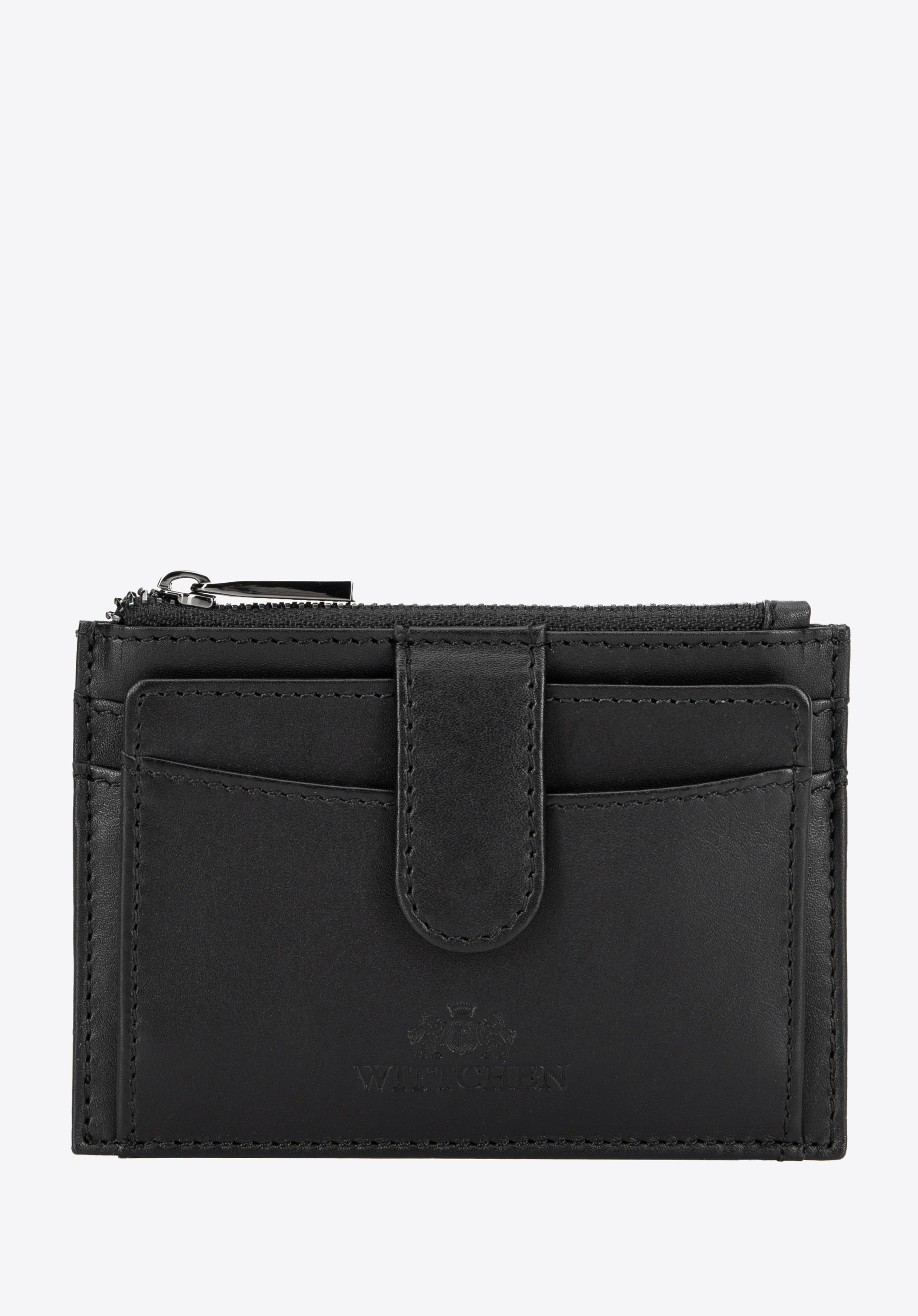 Kartenetui aus Leder mit Tasche für Schlüsselanhänger, schwarz, 14-1-959-1, Bild 1