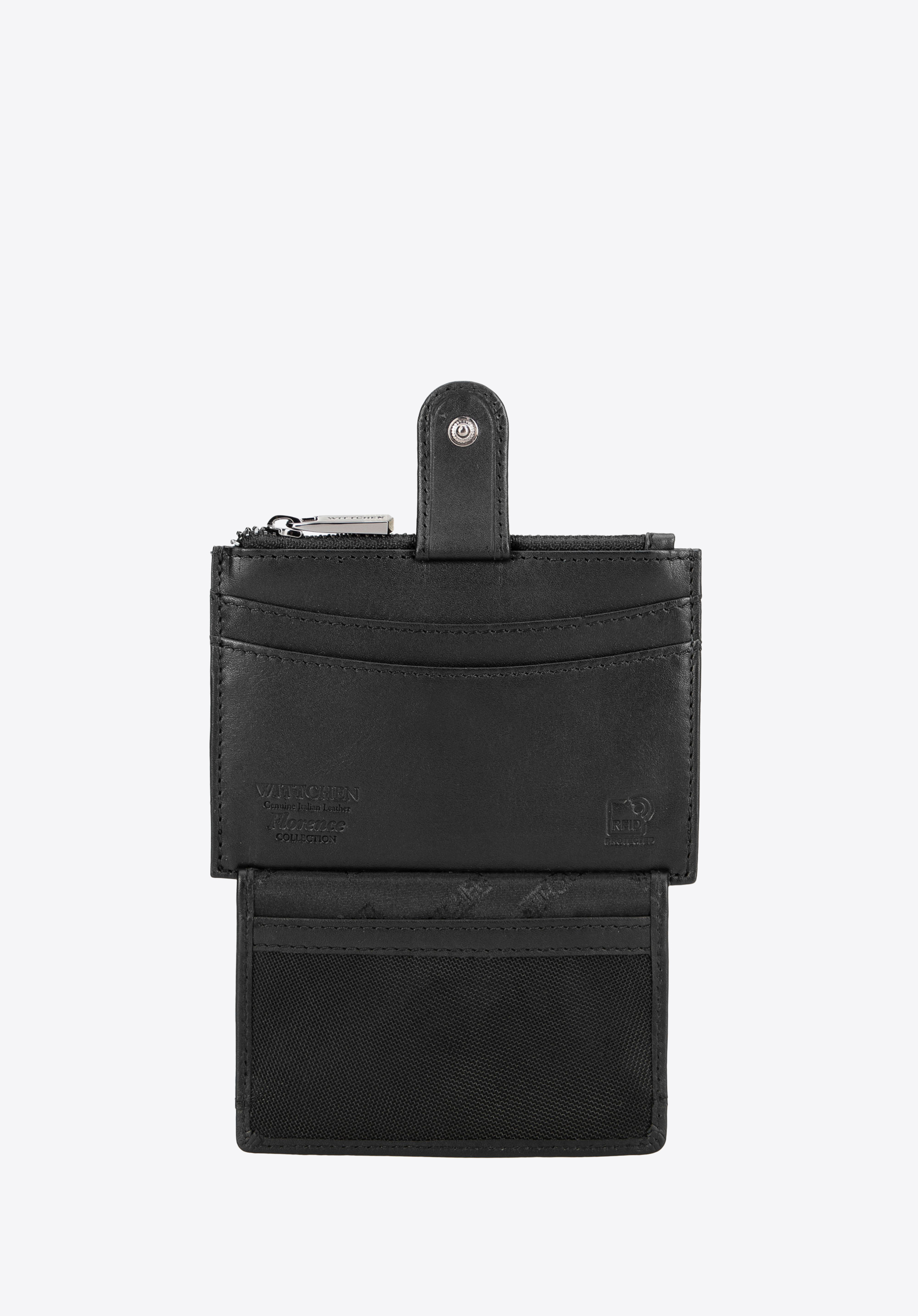 Kartenetui aus Leder mit Tasche für Schlüsselanhänger, schwarz, 14-1-959-1, Bild 1
