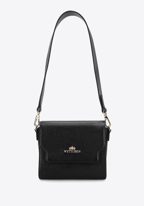 Kastenförmige Damenhandtasche aus Leder, schwarz, 96-4E-601-1, Bild 2