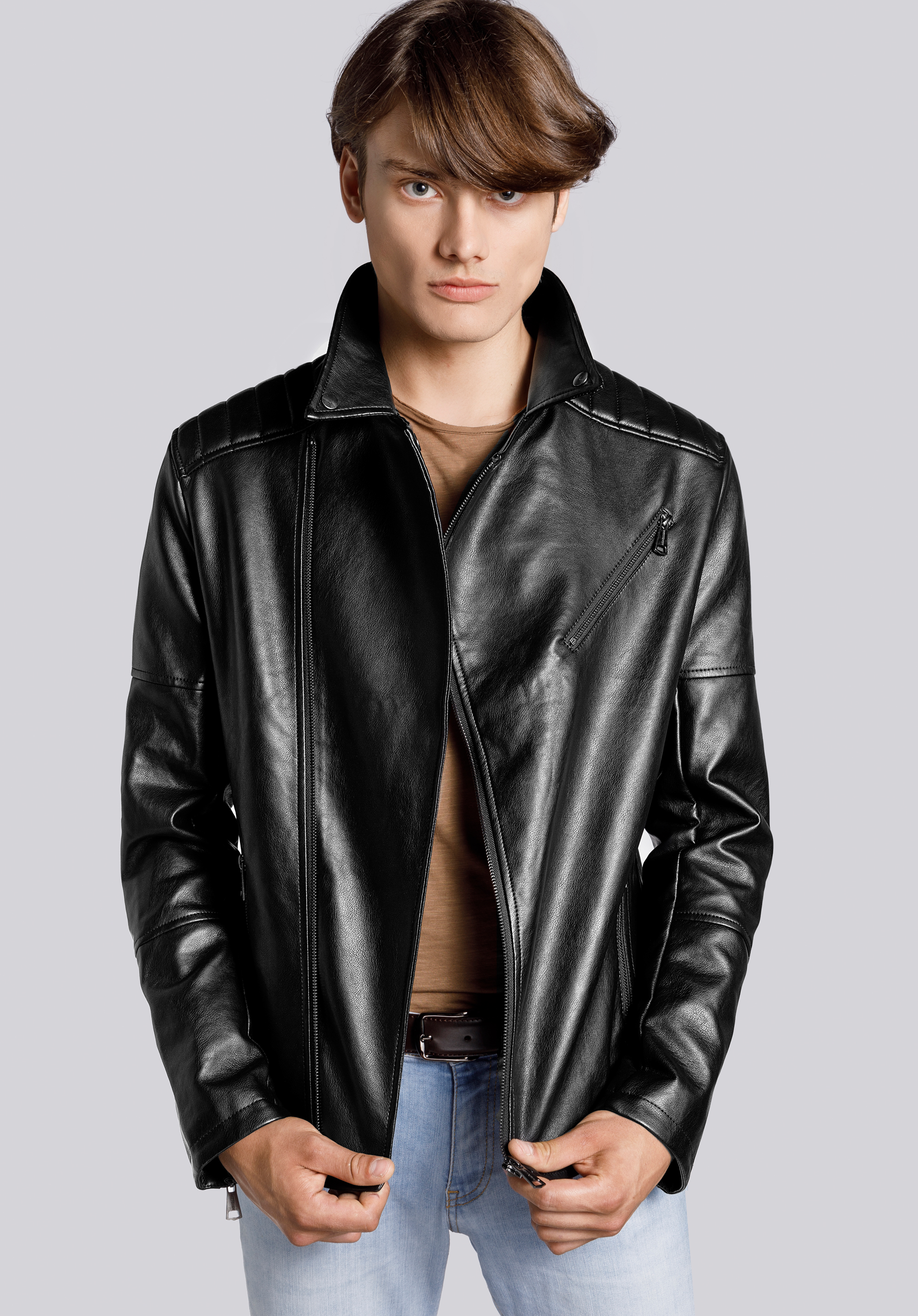 Klassische Bikerjacke aus Kunstleder, schwarz, 93-9P-112-1-XL, Bild 1