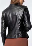Klassische Damenjacke aus Leder mit Stehkragen, schwarz, 97-09-804-N-L, Bild 5