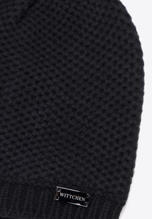 Klassische Damenmütze aus dichtem Gewebe, schwarz, 95-HF-006-1, Bild 1