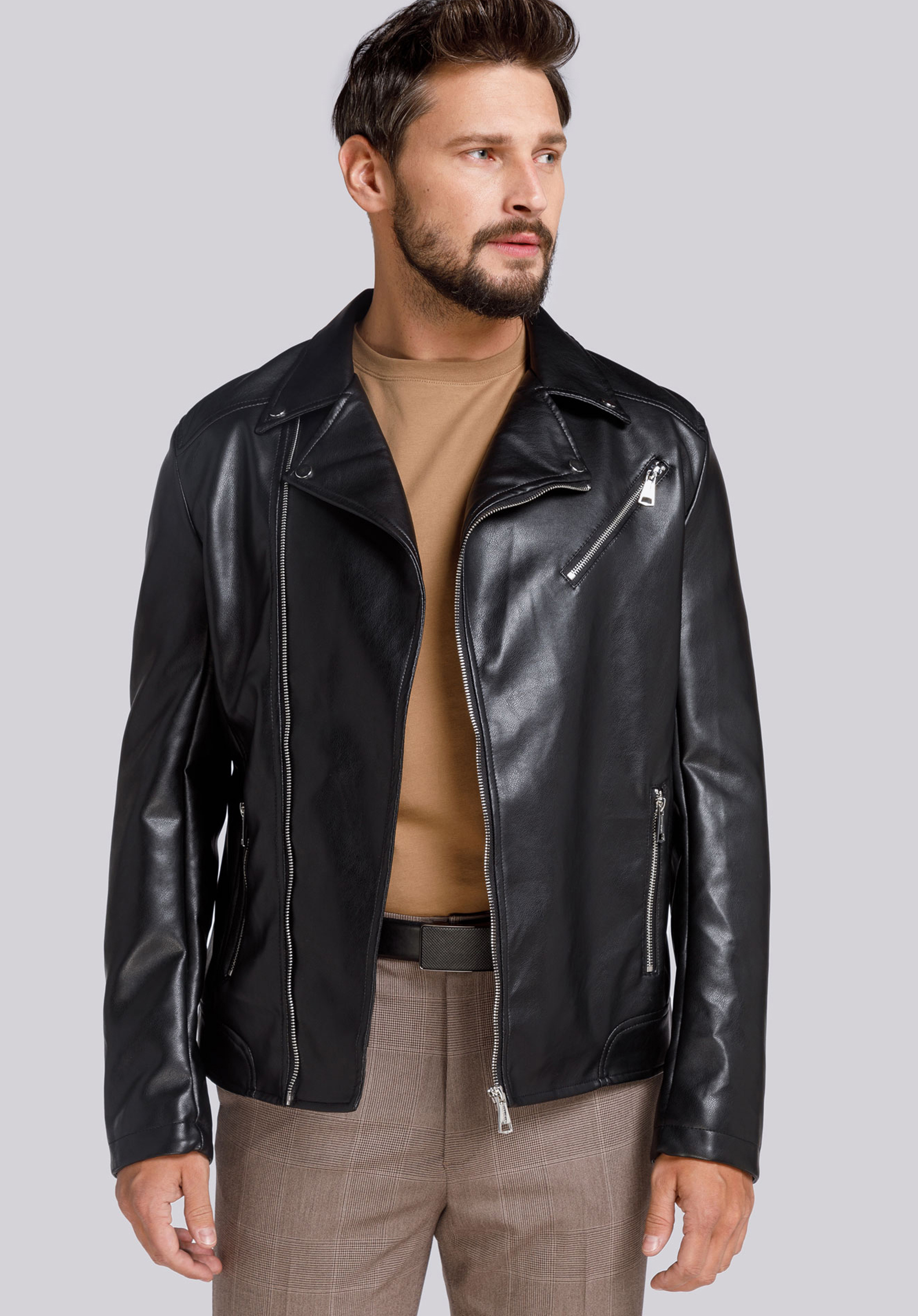 Klassische Herren-Bikerjacke, schwarz, 94-9P-150-1-XL, Bild 1