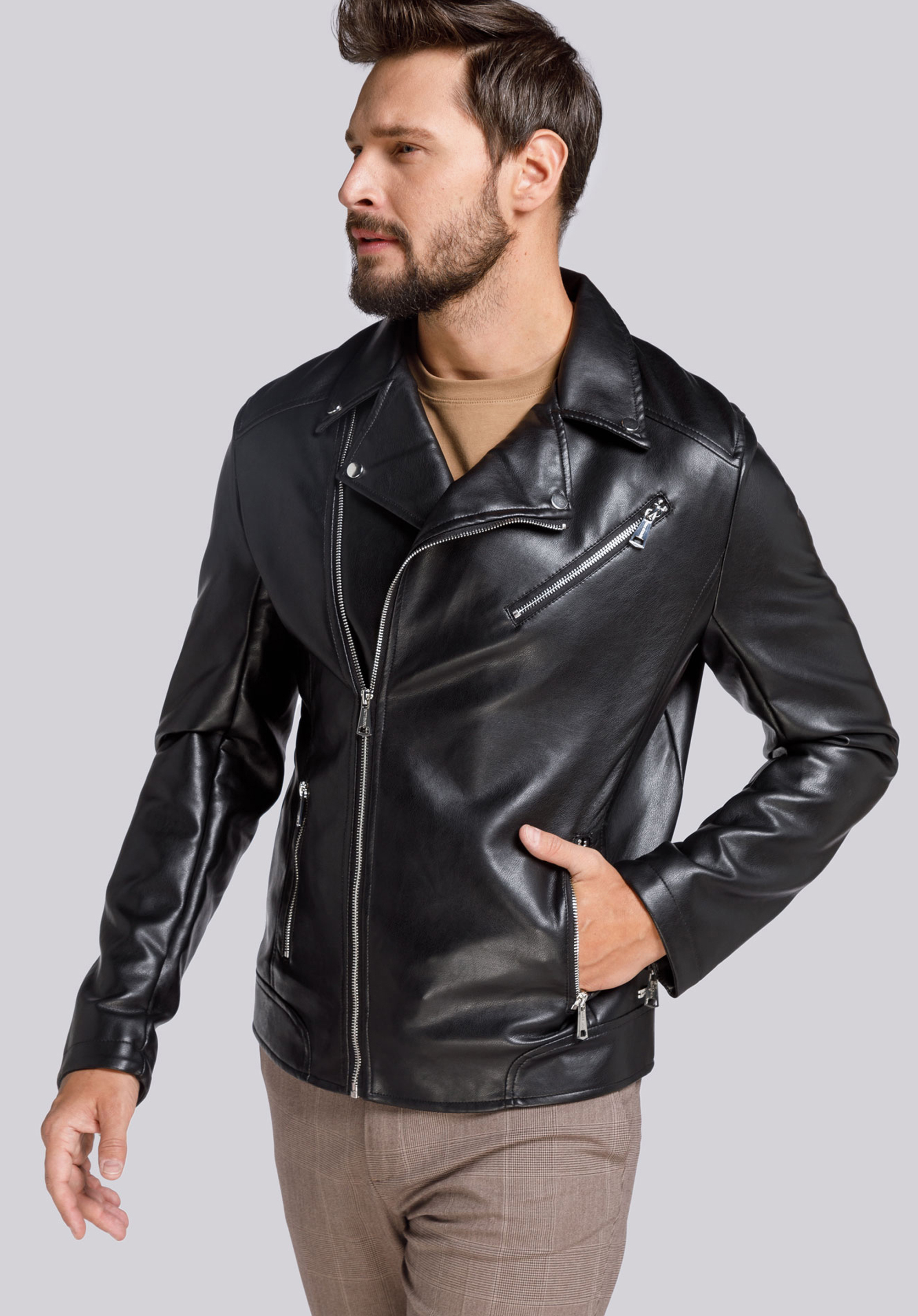 Klassische Herren-Bikerjacke, schwarz, 94-9P-150-1-XL, Bild 1
