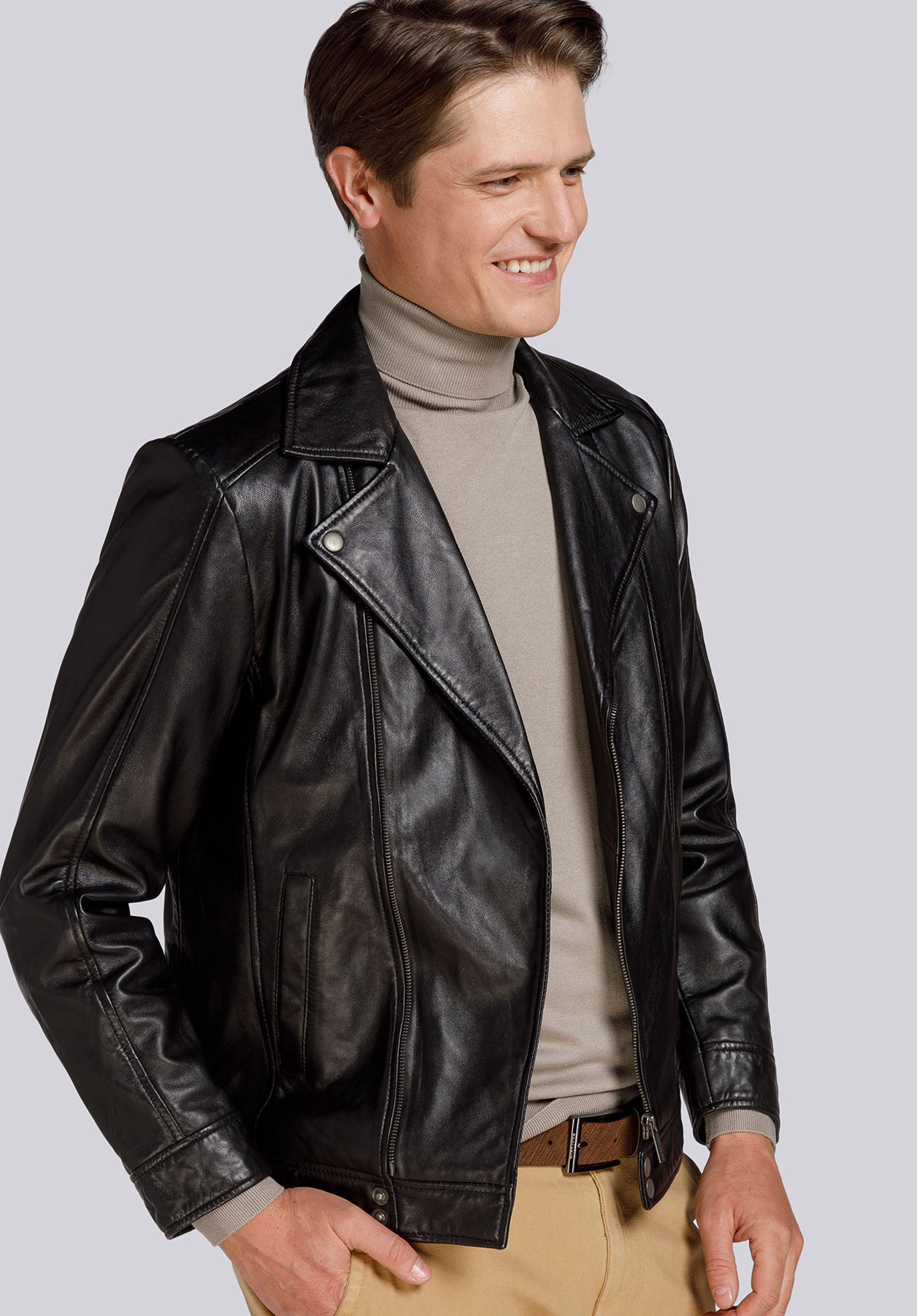 Klassische Herren-Bikerjacke aus Leder