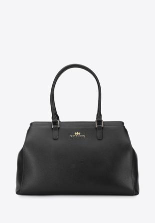 Klassische Köfferchen-Handtasche aus Leder, schwarz, 95-4E-616-1, Bild 1