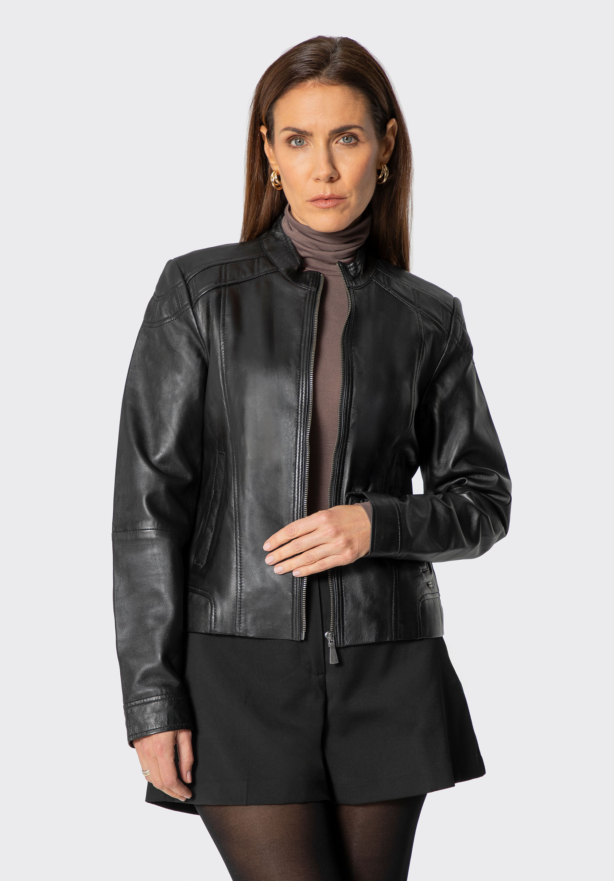 Klassische Lederjacke für Damen, schwarz, 100-09-800-N-XL, Bild 1
