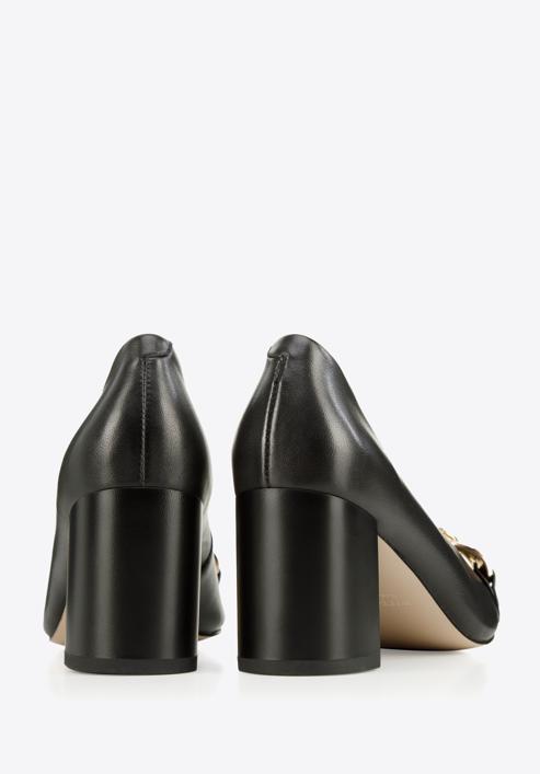 Klassische Pumps aus Leder mit Ketten, schwarz, 96-D-502-5-37, Bild 5