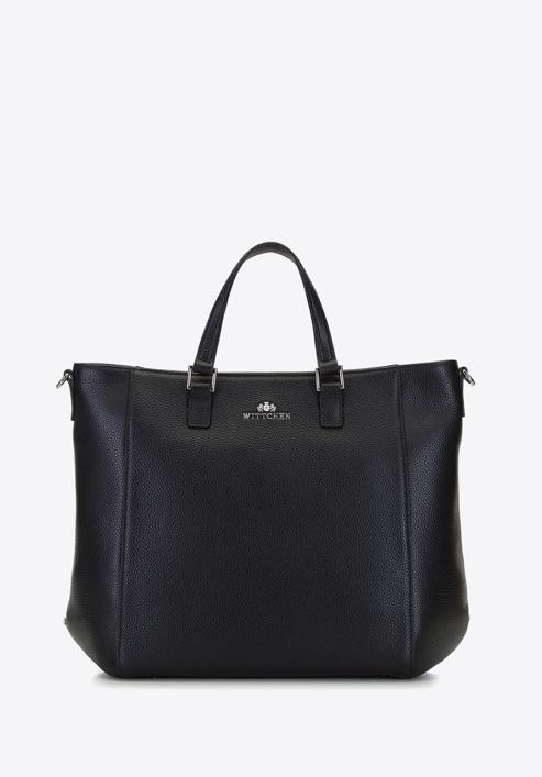 Klassische Shopper-Tasche aus Leder, schwarz, 92-4E-644-1S, Bild 1