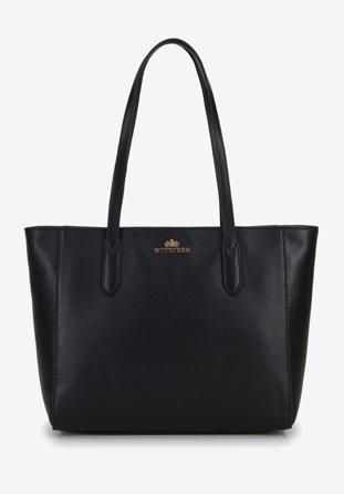 Klassische Shopper-Tasche aus Leder, schwarz, 96-4E-007-1, Bild 1