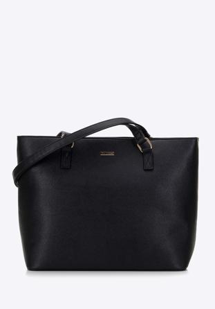 Klassische Shopper-Tasche aus Öko-Leder, schwarz, 98-4Y-213-1, Bild 1