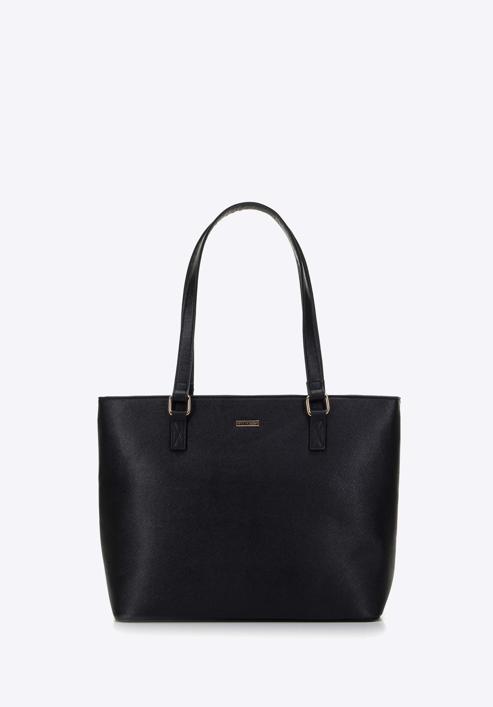 Klassische Shopper-Tasche aus Öko-Leder, schwarz, 98-4Y-213-1, Bild 2