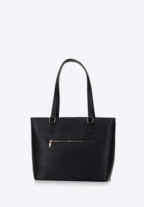 Klassische Shopper-Tasche aus Öko-Leder, schwarz, 98-4Y-213-0, Bild 3
