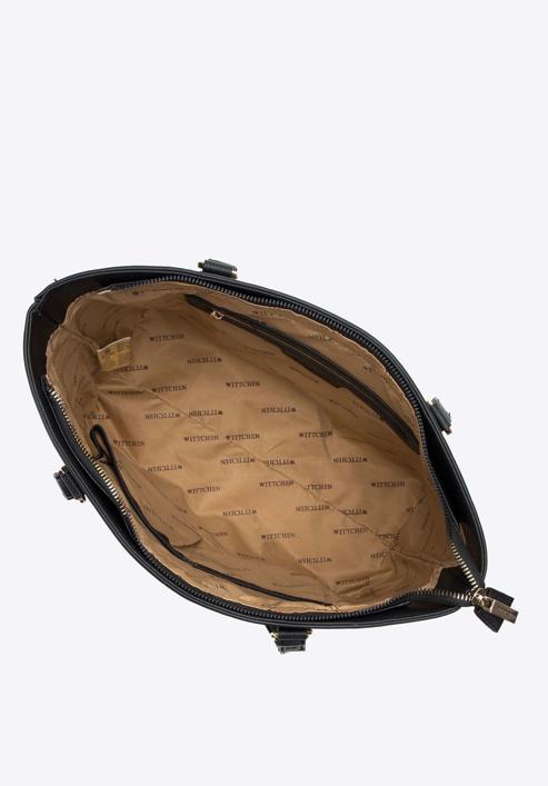 Klassische Shopper-Tasche aus Öko-Leder, schwarz, 98-4Y-213-0, Bild 4