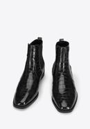 Klassische Stiefelette aus Leder- Croco, schwarz, 95-D-509-1-38, Bild 2