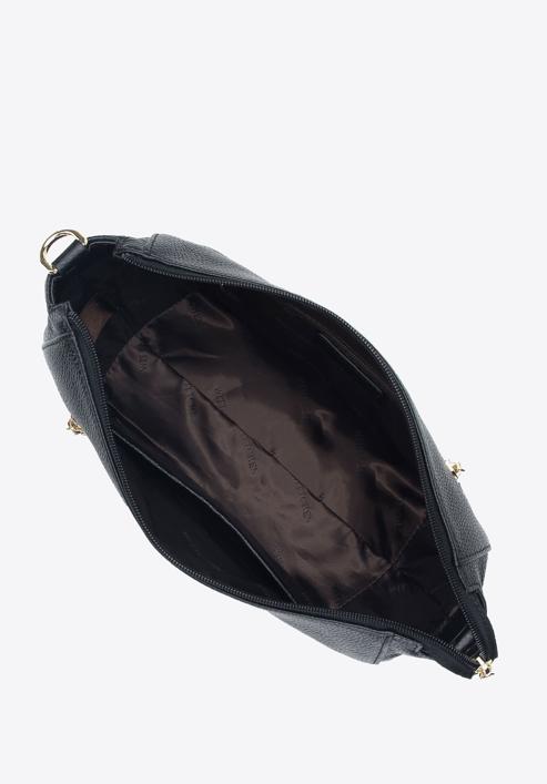 Kleine Beuteltasche aus Leder mit Reißverschlüssen, schwarz, 95-4E-625-6, Bild 3