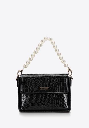 Kleine Damen-Handtasche Perlenhenkel, schwarz, 97-4Y-763-1, Bild 1
