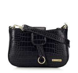 Kleine Handtasche aus Krokoleder, schwarz, 93-4Y-217-1, Bild 1