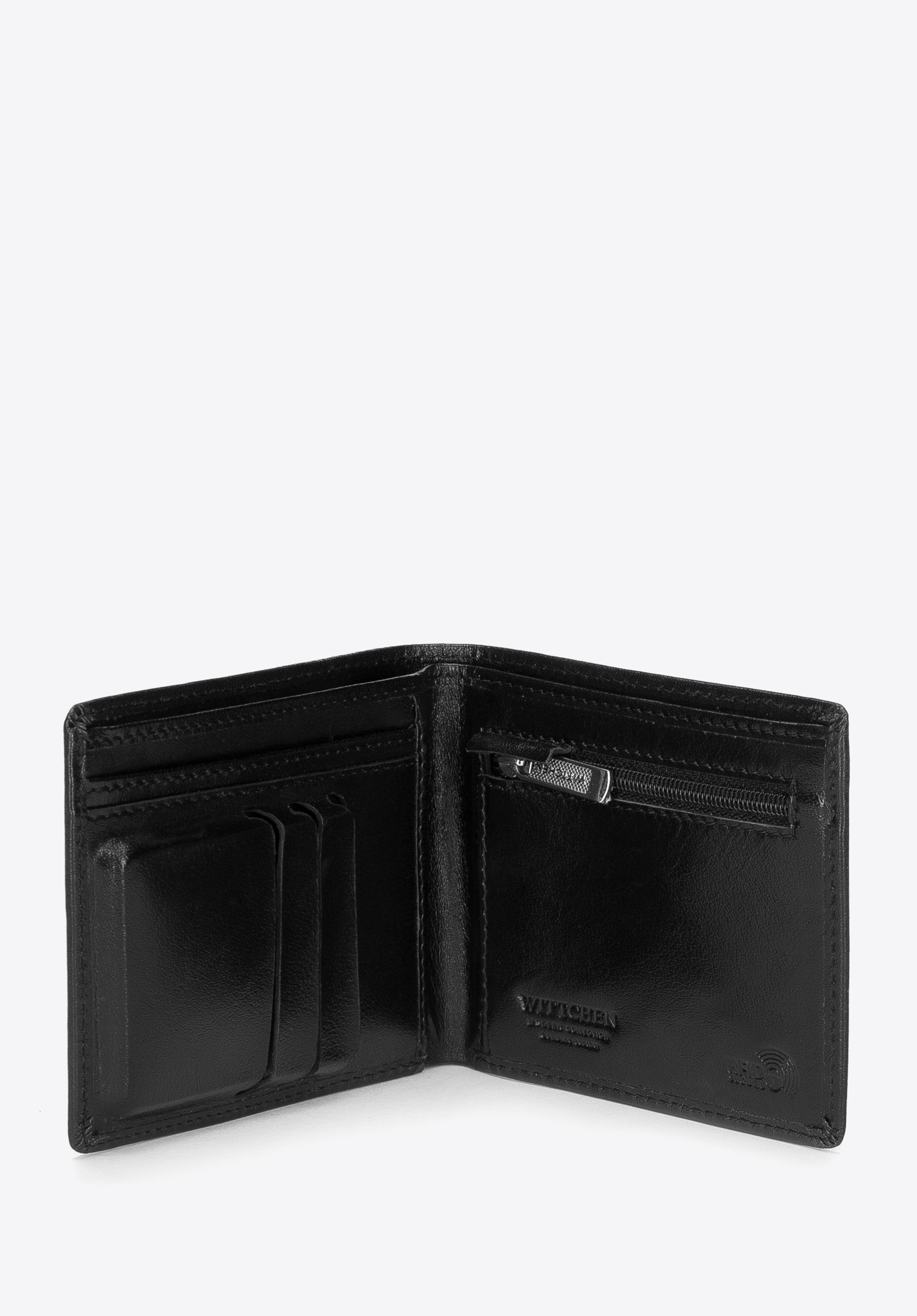KLEINE LEDERGELDBÖRSE FÜR DAMEN MIT RFID-SCHUTZ, schwarz, 26-1-436-1, Bild 1