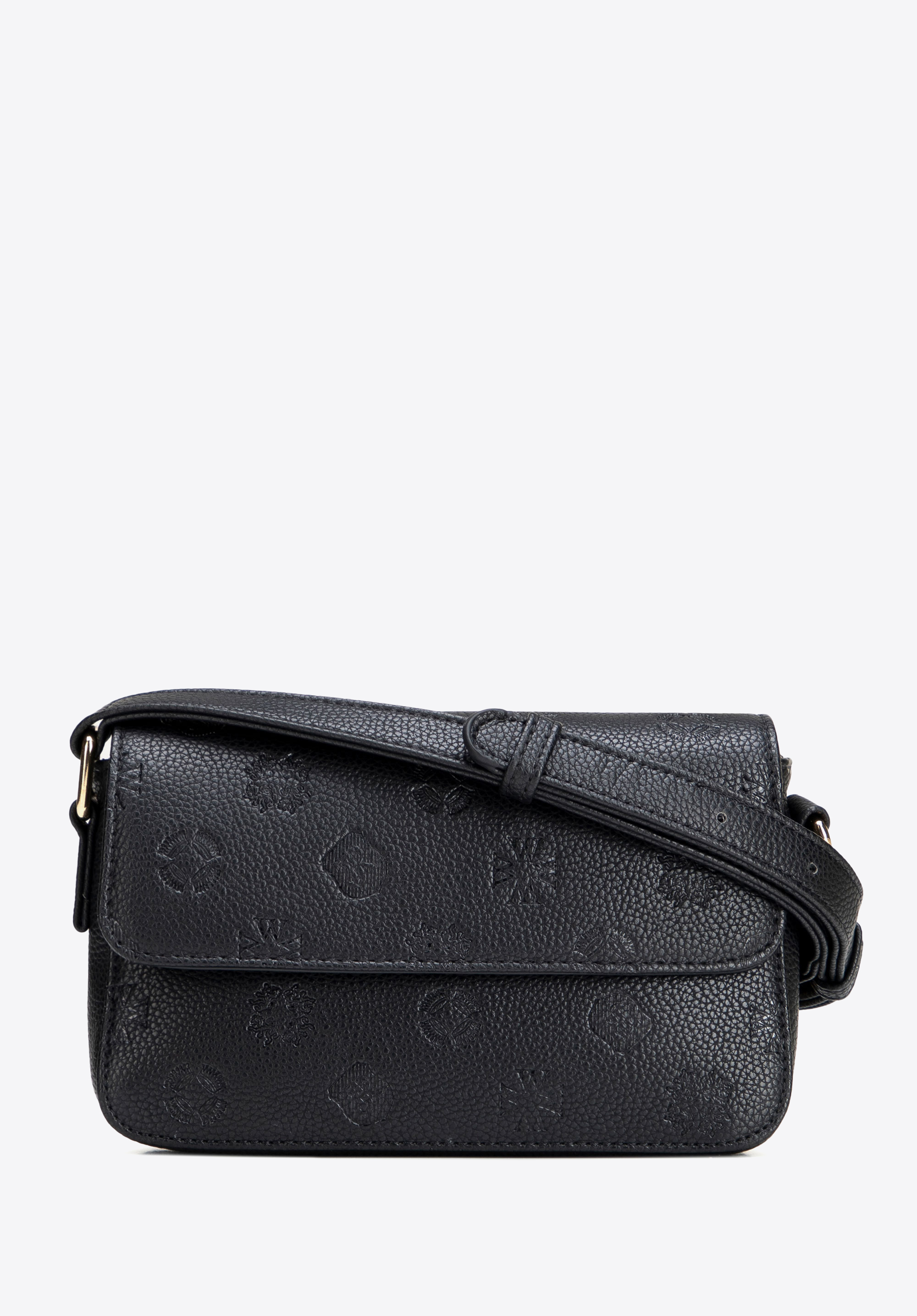 Kleine Umhängetasche aus geprägtem Kunstleder für Damen, schwarz, 101-4Y-P07-1, Bild 1
