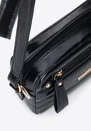 Kleine Umhängetasche für Damen aus glänzendem, gestepptem Kunstleder, schwarz, 95-4Y-405-9, Bild 4