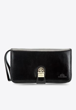 Kleine Unterarmtasche aus Leder mit elegantem Verschluss, schwarz, 21-3-032-1, Bild 1