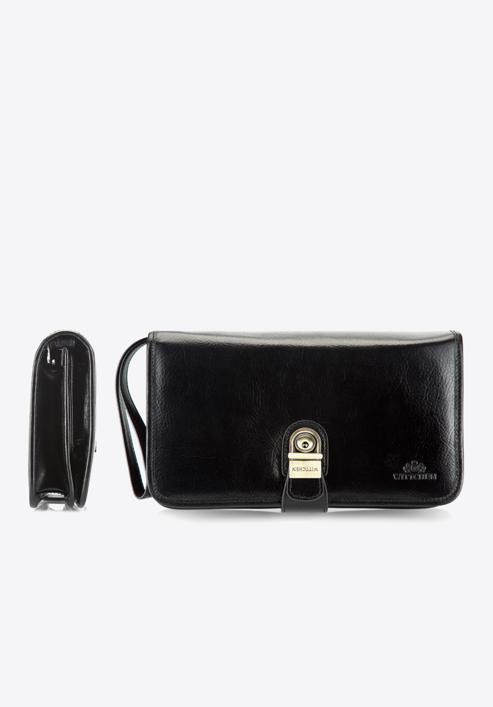 Kleine Unterarmtasche aus Leder mit elegantem Verschluss, schwarz, 21-3-032-1, Bild 2
