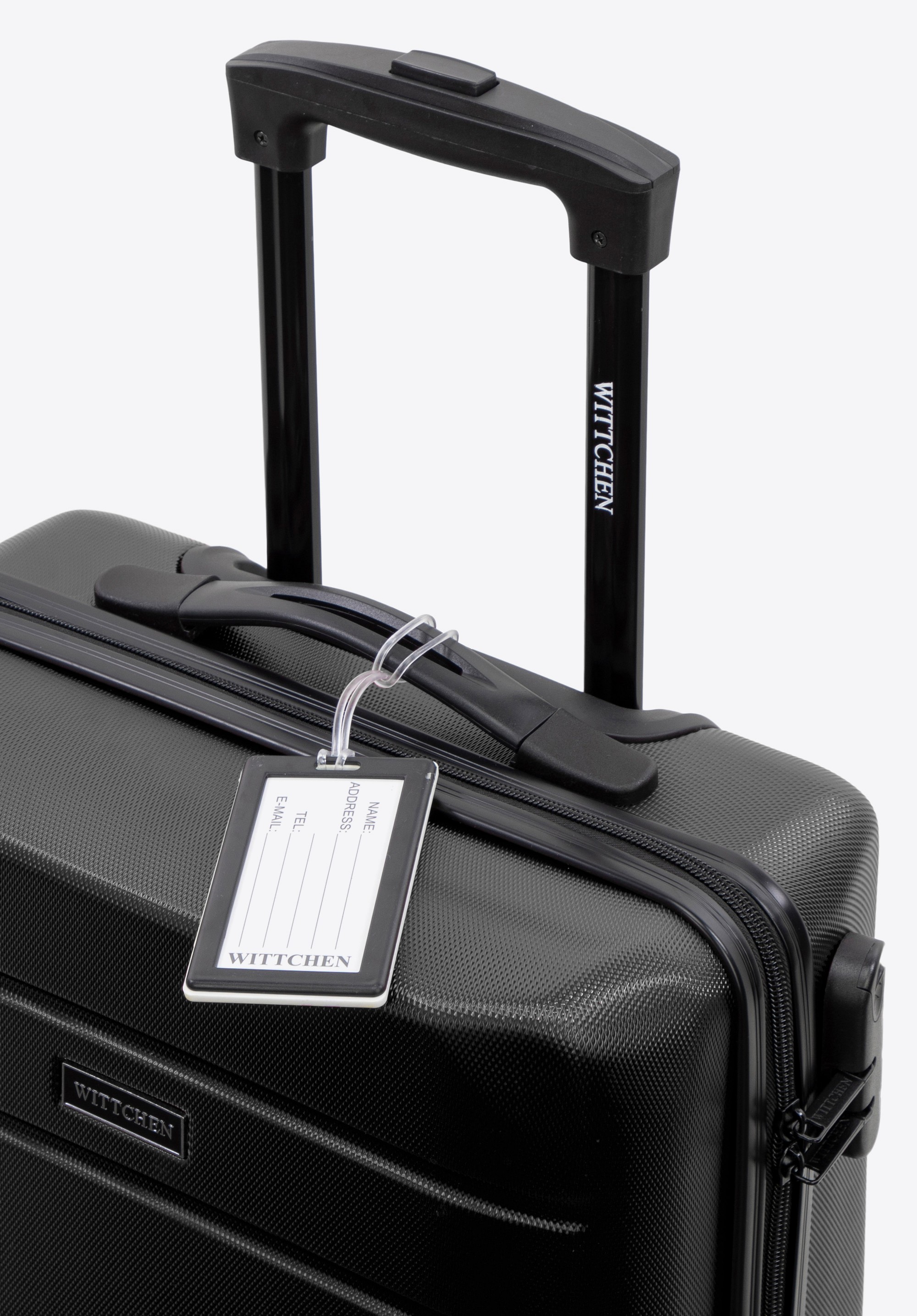 Kleiner Koffer mit Gepäckanhänger, schwarz, 56-3A-651-10Z, Bild 1