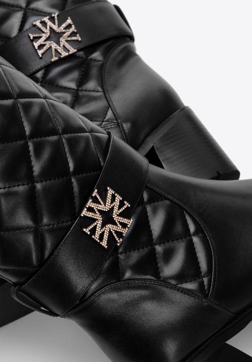 Kniehohe Damenstiefel aus Leder mit gestepptem Obermaterial, schwarz, 97-D-506-1-37, Bild 6