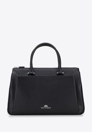 Köfferchen aus Leder mit großer Fronttasche, schwarz, 95-4E-646-1, Bild 1