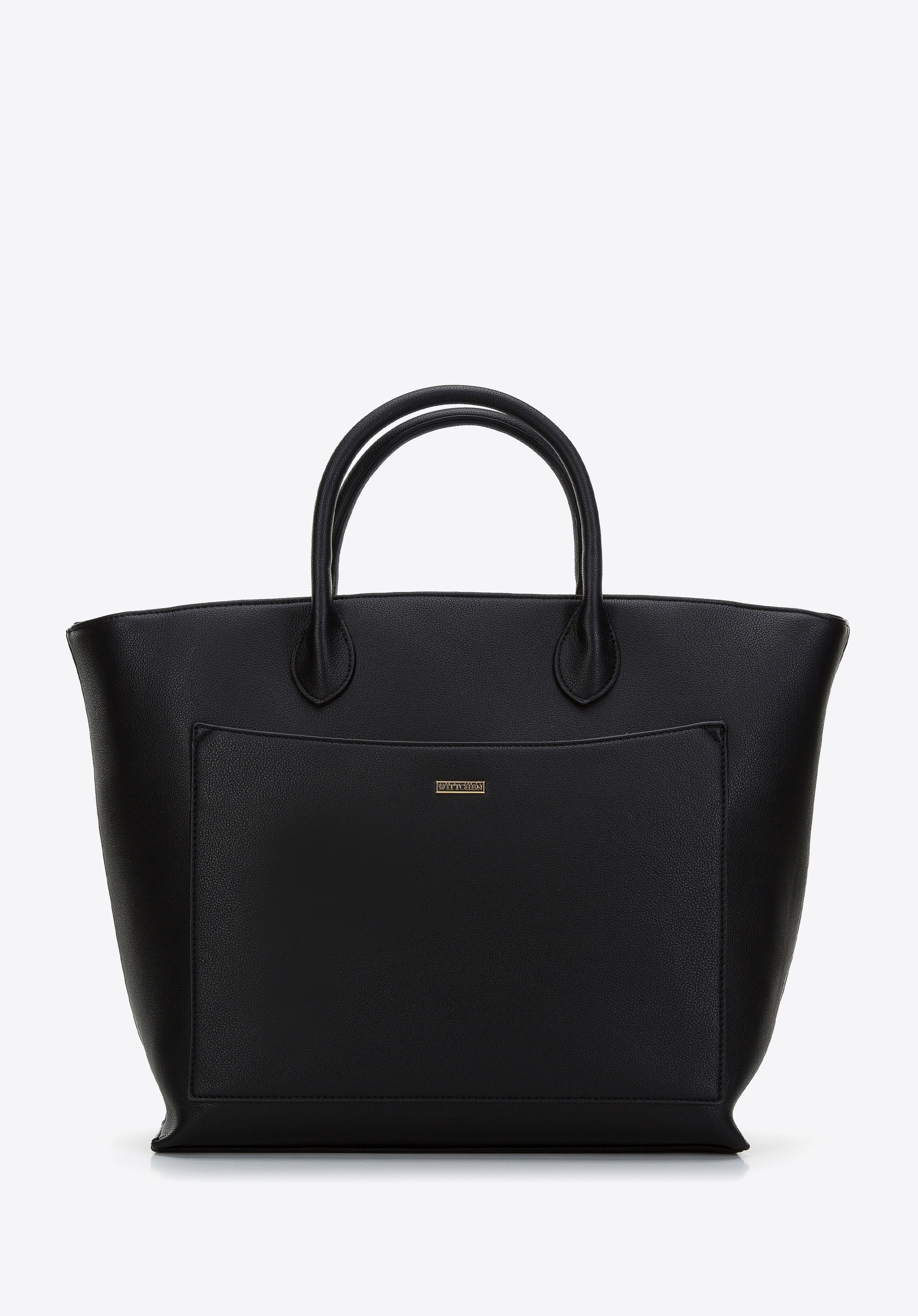 Handtasche aus Öko-Leder mit Vordertasche, schwarz, 97-4Y-251-1, Bild 1
