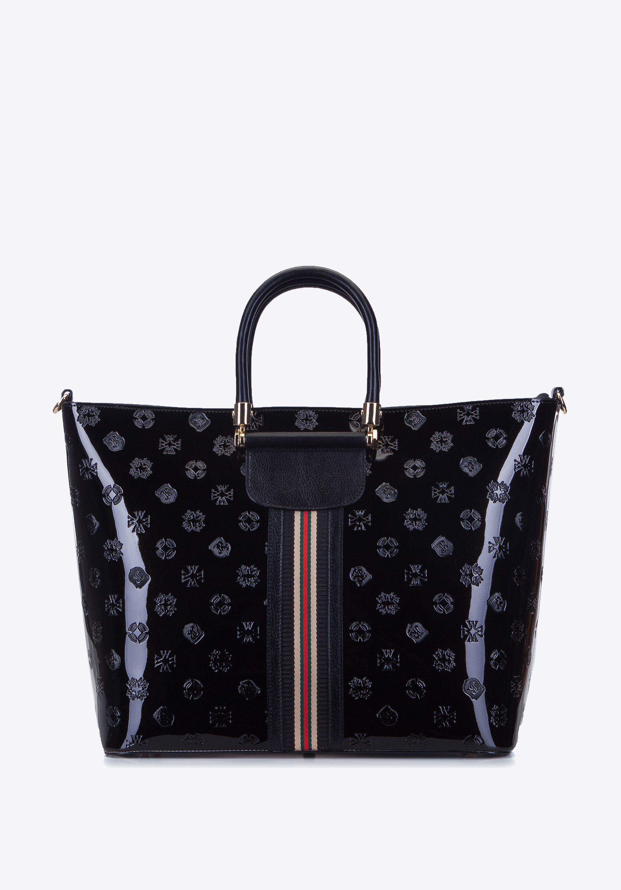 Köfferchen mit Monogramm aus Lackleder, schwarz, 34-4-235-1, Bild 1