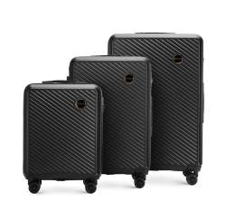 Kofferset aus ABS mit diagonalen Streifen, schwarz, 56-3A-74S-10, Bild 1