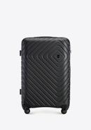 Mittelgroßer Koffer aus ABS mit geometrischer Prägung, schwarz, 56-3A-752-11, Bild 1