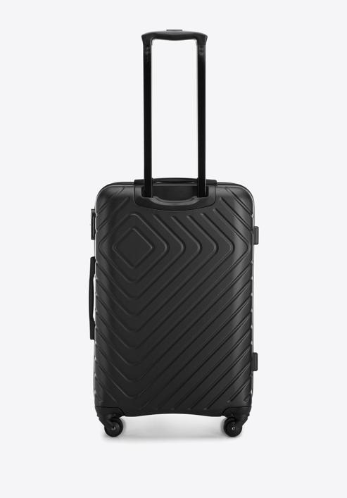 Mittelgroßer Koffer aus ABS mit geometrischer Prägung, schwarz, 56-3A-752-11, Bild 3