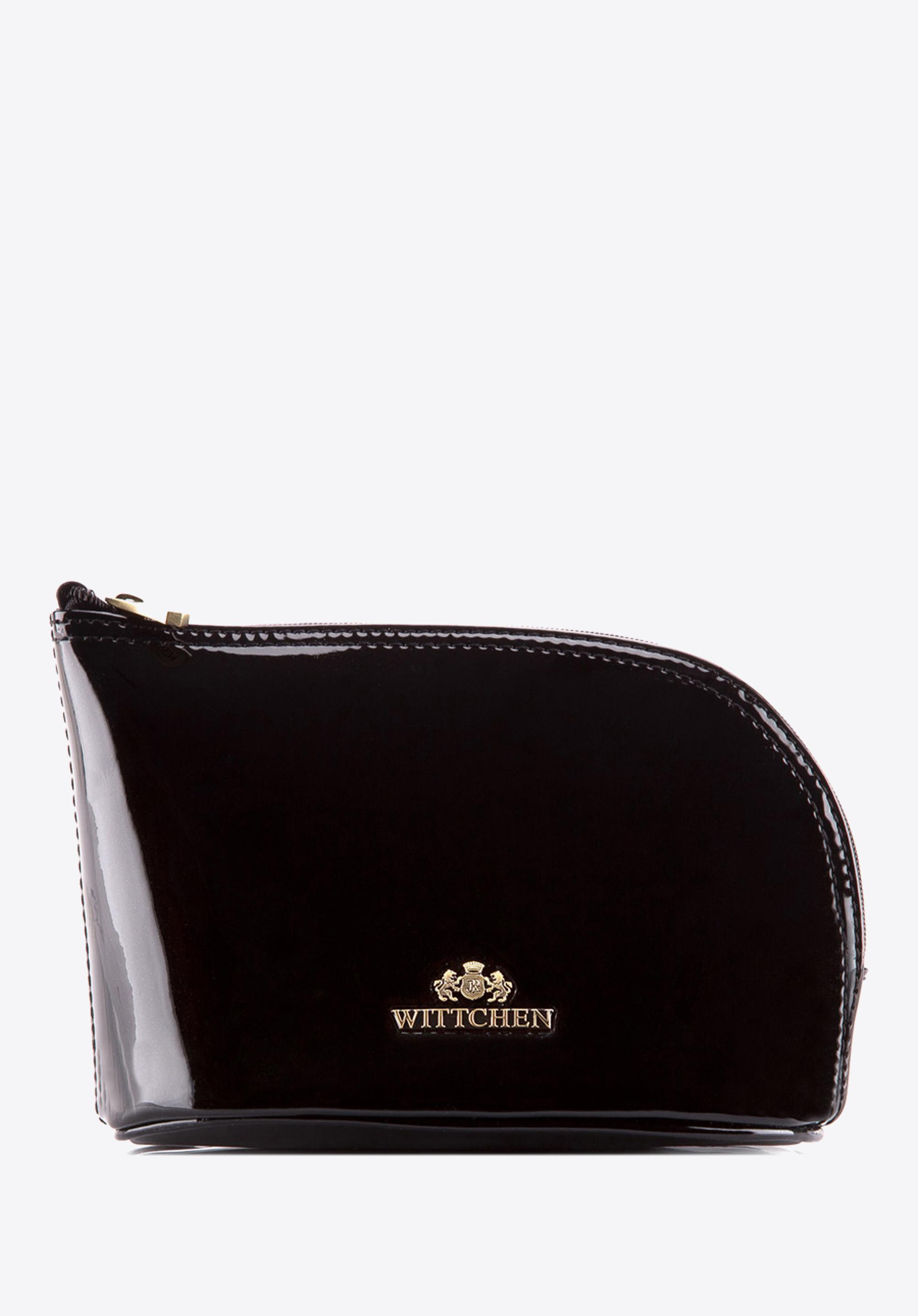 Kosmetiktasche aus lackiertem Leder, schwarz, 25-3-275-1, Bild 1