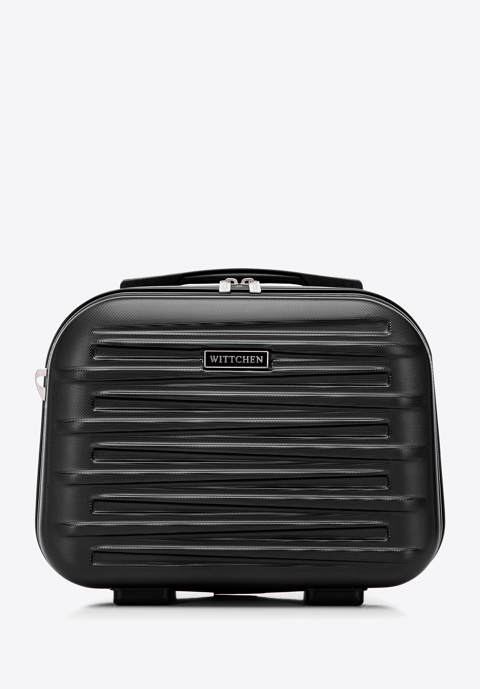 Kosmetiktasche aus ABS mit horizontaler Prägung, schwarz, 56-3A-004-11, Bild 1