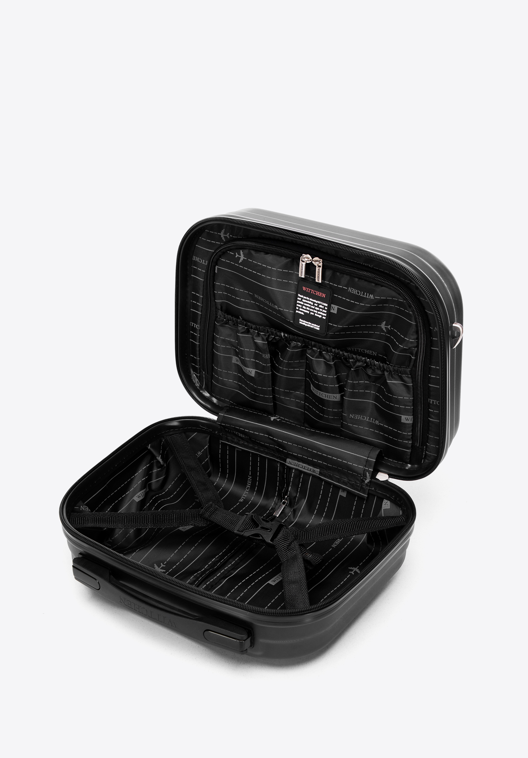 Kosmetiktasche aus ABS mit horizontaler Prägung, schwarz, 56-3A-004-11, Bild 1