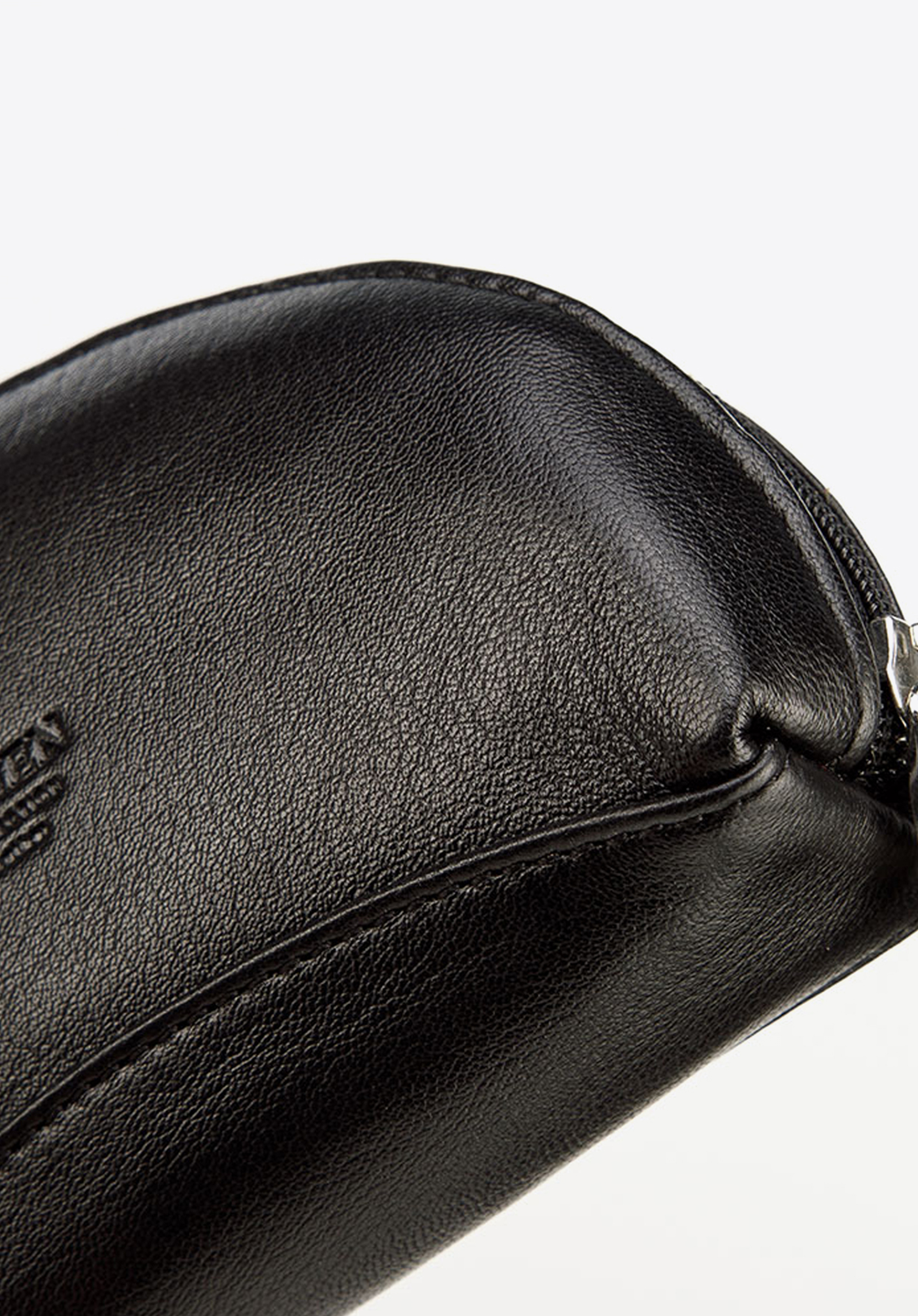 KOSMETIKTASCHE AUS LEDER IN HALBRUNDER FORM, schwarz, 26-2-441-1, Bild 1
