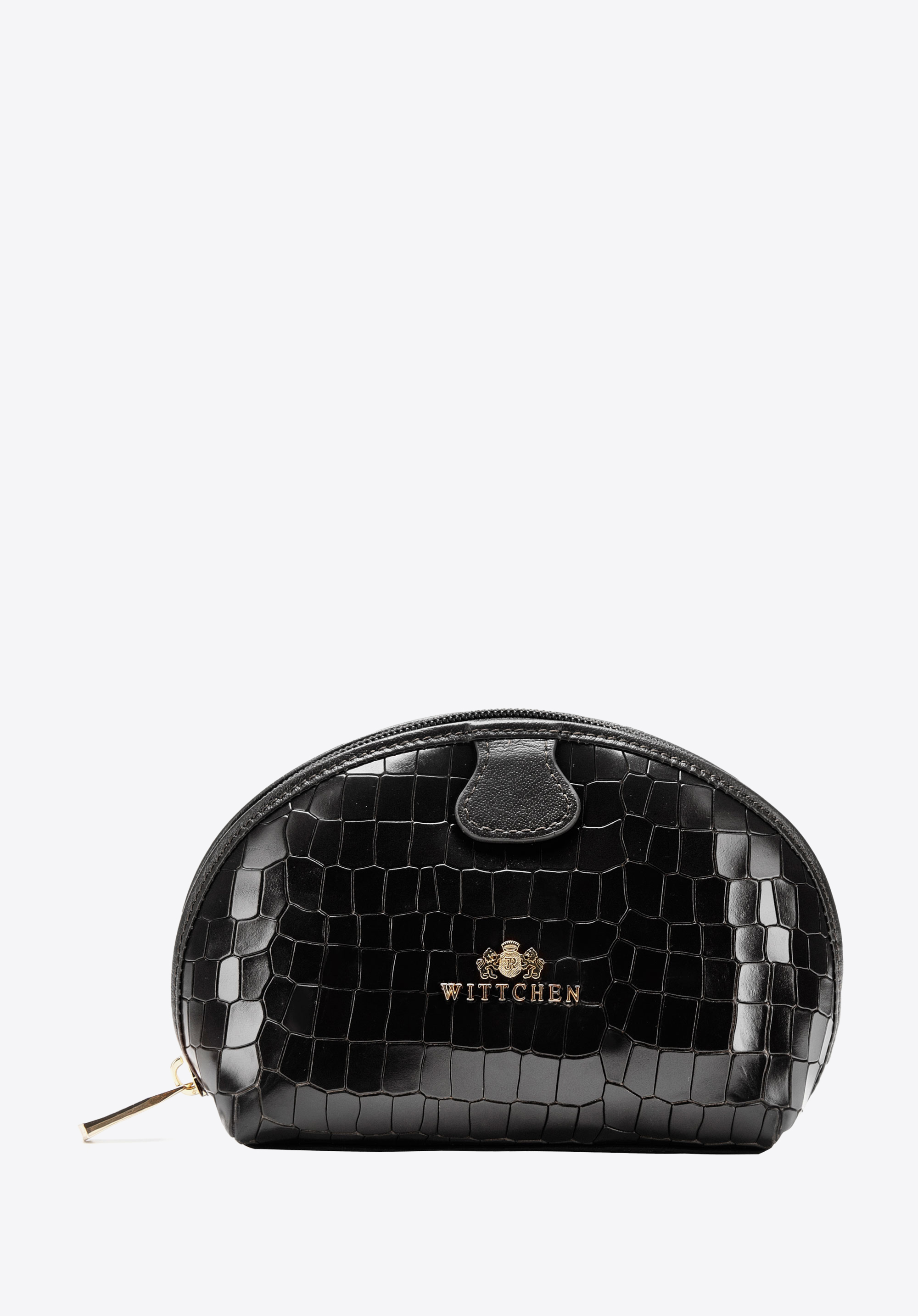 Kosmetiktasche aus Leder in Kroko-Optik